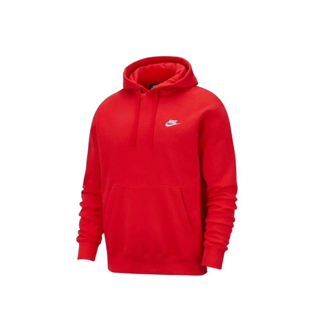 NEW NIKE Club Univ Red/White Fleece Pullover Hoodie BV2654-657 Size Men's XLarge